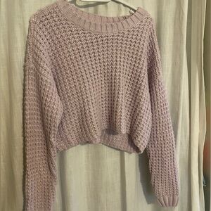Cropped Purple Knit Sweater
